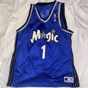 Mens Tracy McGrady Sleeveless Magic 1 NBA Blue Jersey Size XXL Had Some Staining